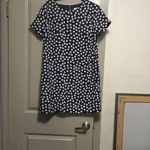 J. Crew Dark Blue and White Polka Dot Dress